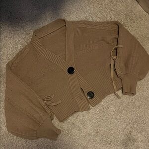 Brown Women's Sweater with Button Detail